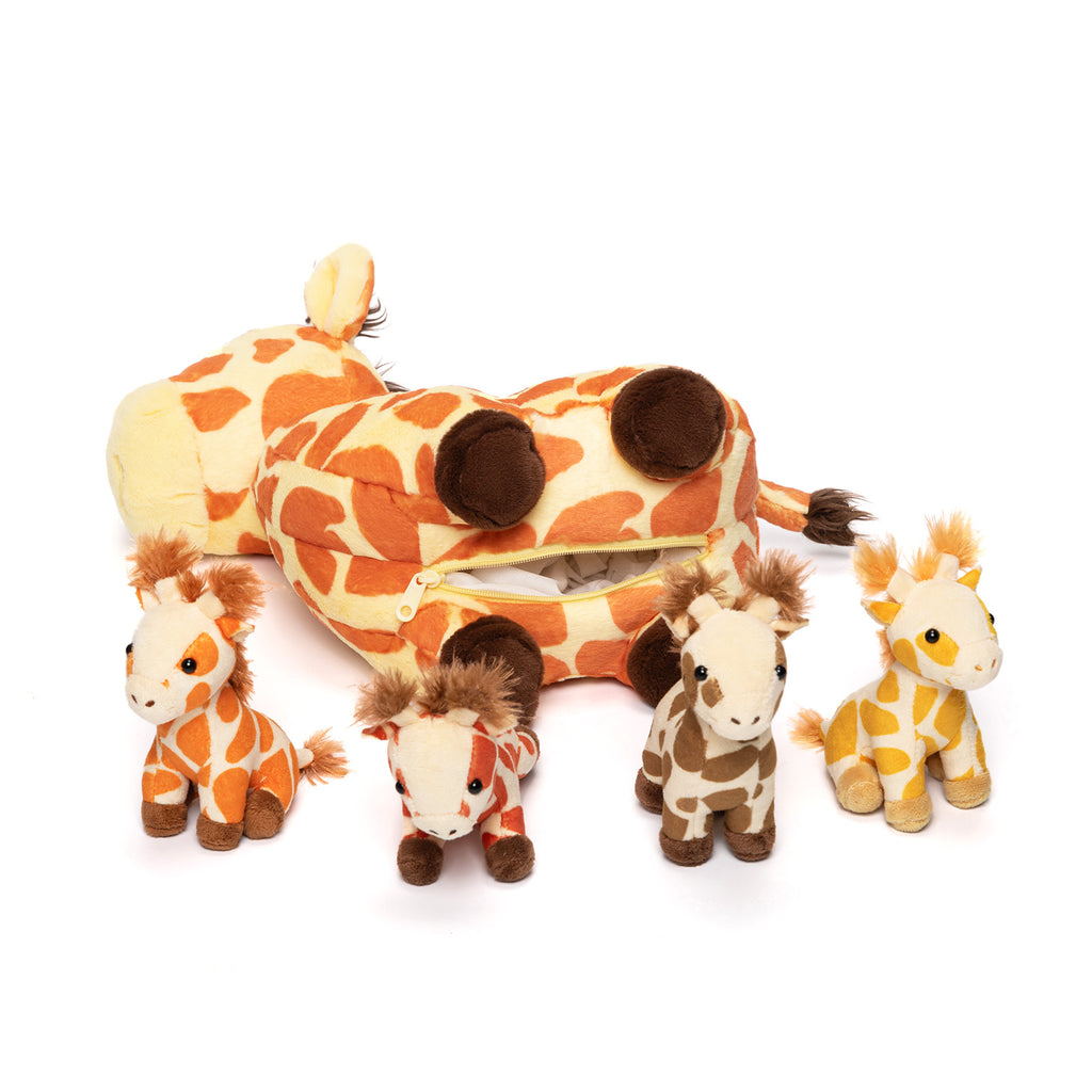 Ensemble de Jouets en Peluche Famille Girafe avec Coffret Cadeau 4 Pièces pour Bébé et Tout-petit