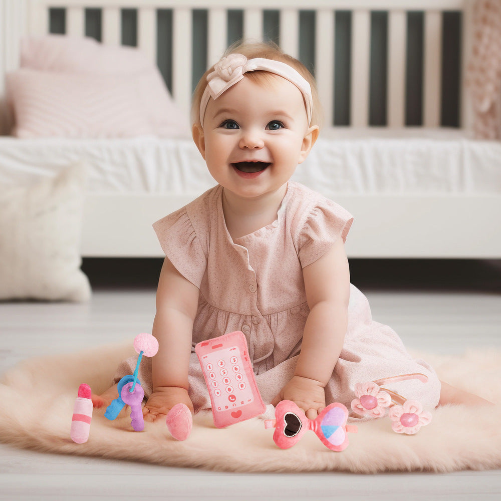 Personnalisée Premier Ensemble de Jouet Sonore en Peluche de Bourse Chaton pour Bébé