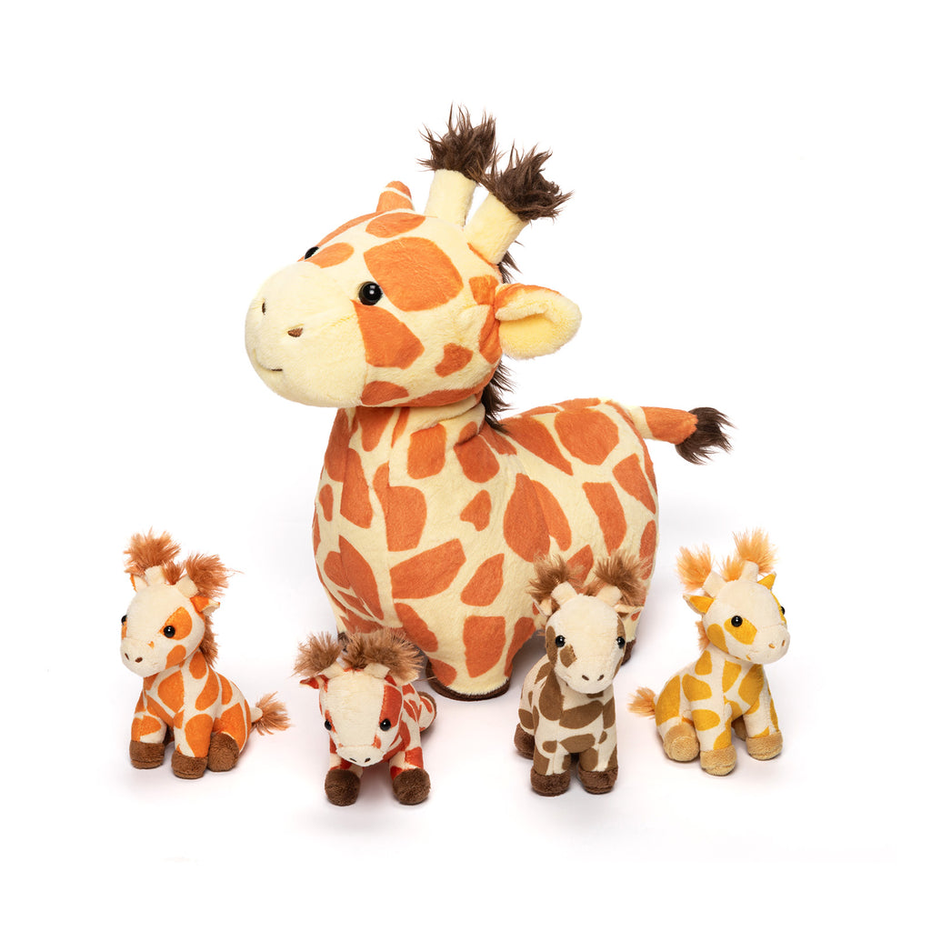 Ensemble de Jouets en Peluche Famille Girafe avec Coffret Cadeau 4 Pièces pour Bébé et Tout-petit