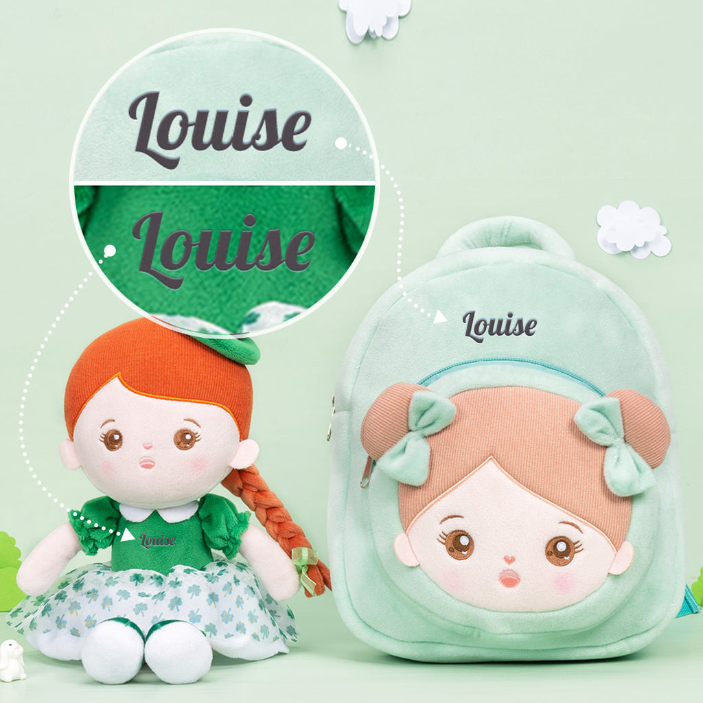 Personnalisée Poupée en Peluche avec Yeux Ouverts en Costume de Trèfle