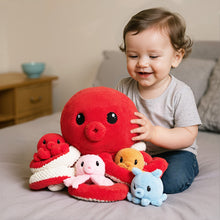 Charger l&#39;image dans la galerie, Peluche pieuvre avec 4 bébés pieuvres à l&#39;intérieur