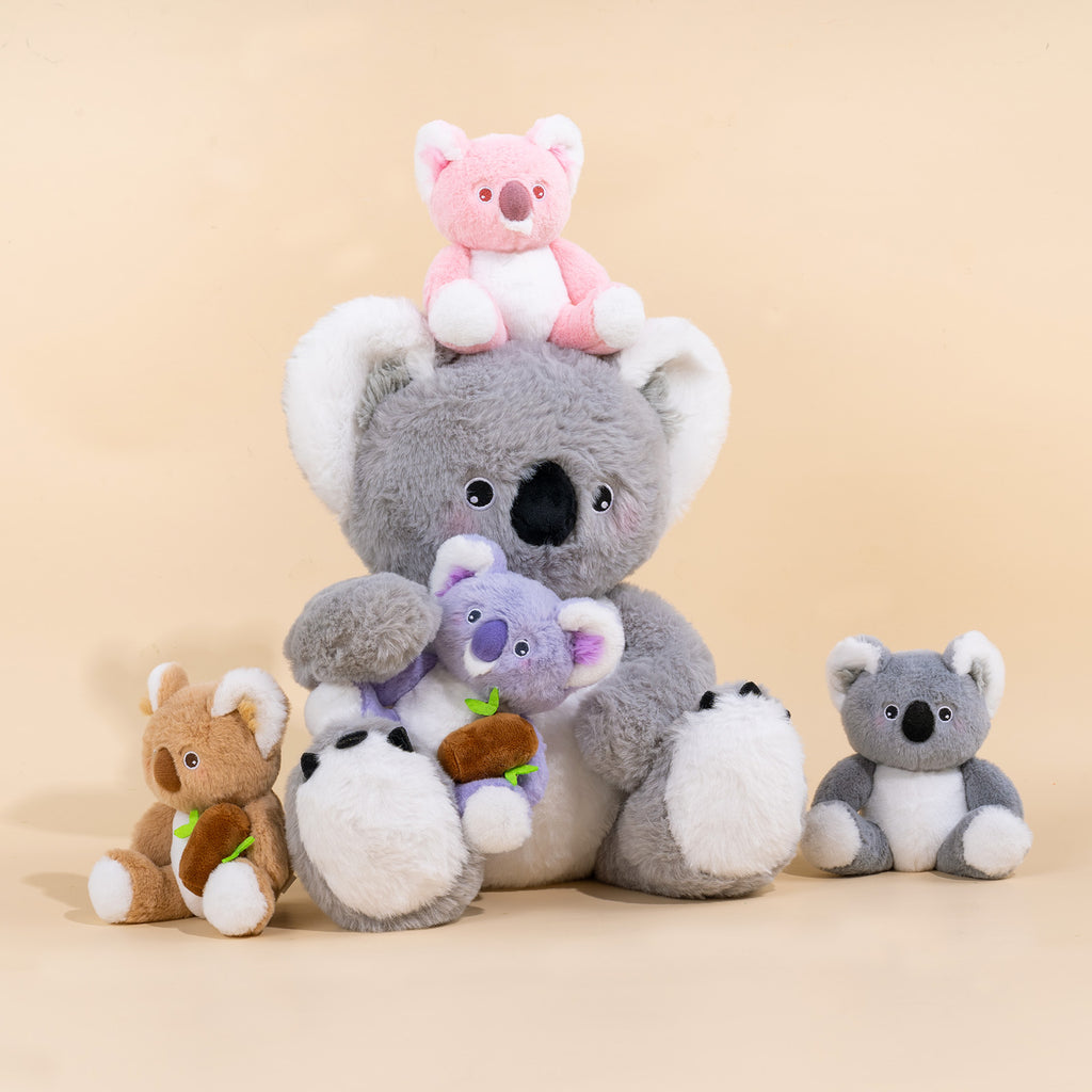 Ensemble de Jeu en Peluche de Famille Koalas avec 4 Bébés Coffrets Cadeaux pour Tout-petit