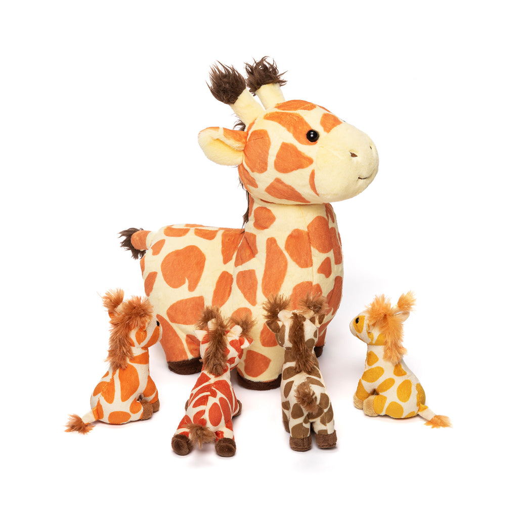 Ensemble de Jouets en Peluche Famille Girafe avec Coffret Cadeau 4 Pièces pour Bébé et Tout-petit