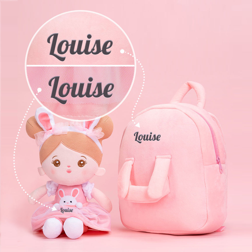 Personnalisée Poupée en Peluche avec Yeux Ouverts en Costume de Lapin