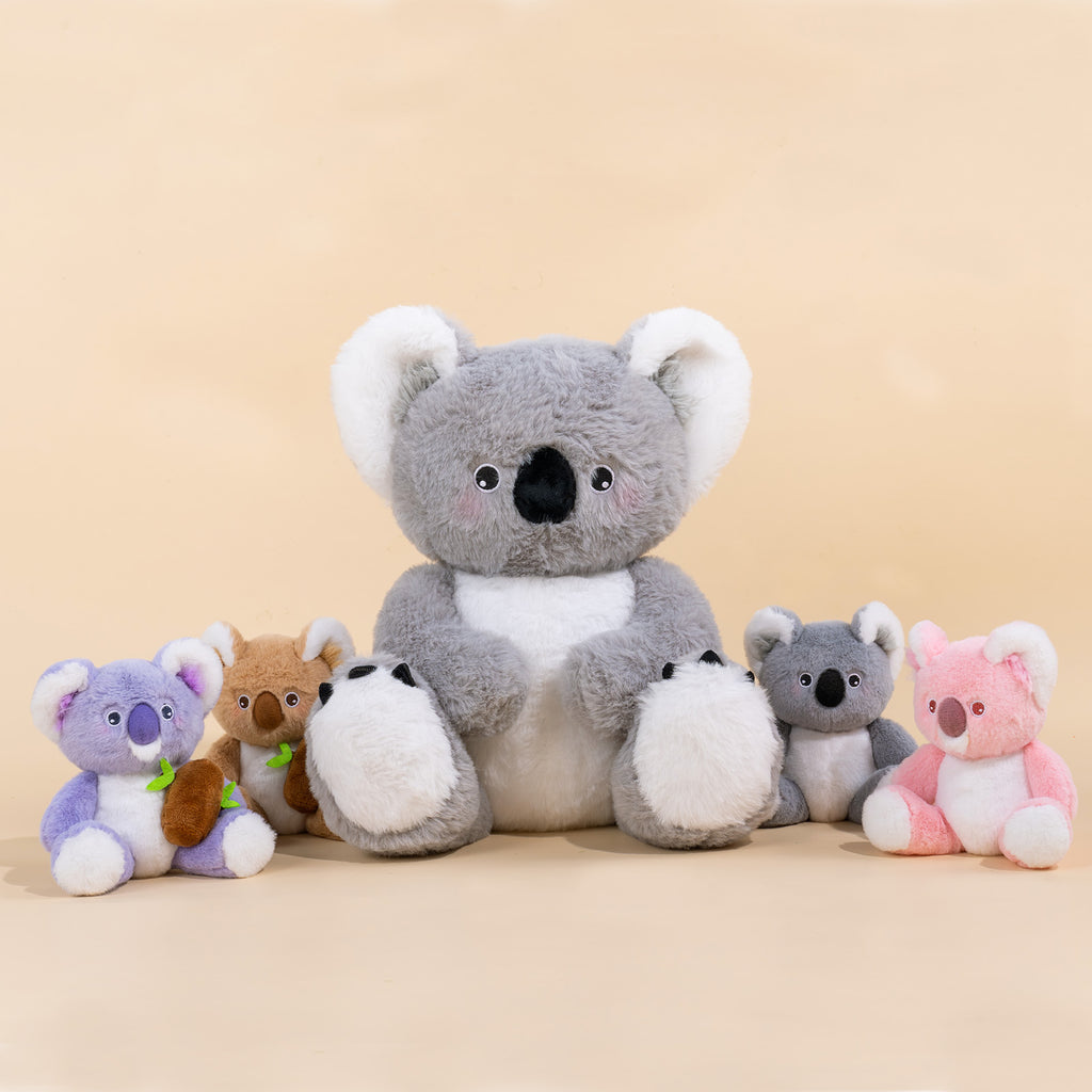 Ensemble de Jeu en Peluche de Famille Koalas avec 4 Bébés Coffrets Cadeaux pour Tout-petit