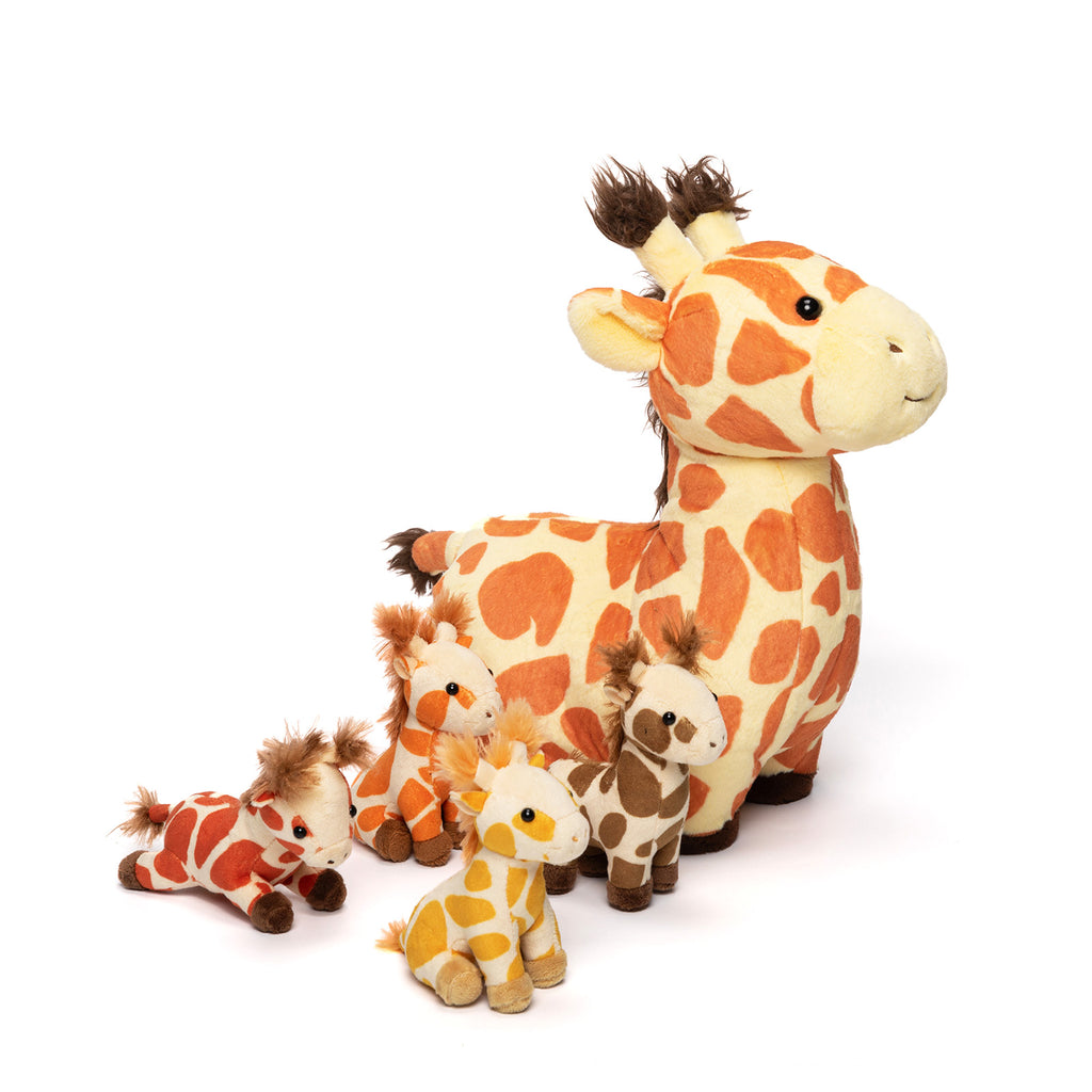 Ensemble de Jouets en Peluche Famille Girafe avec Coffret Cadeau 4 Pièces pour Bébé et Tout-petit