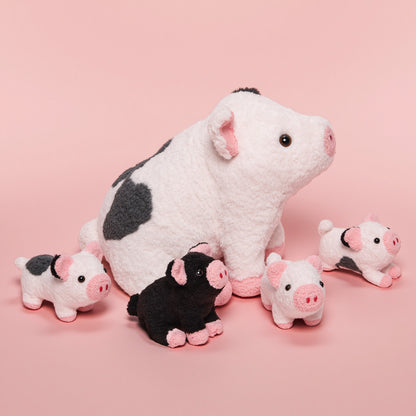 Peluche de La Famille des Cochons Tachetés, Qui Contient 4 Adorables Porcelets en Peluche