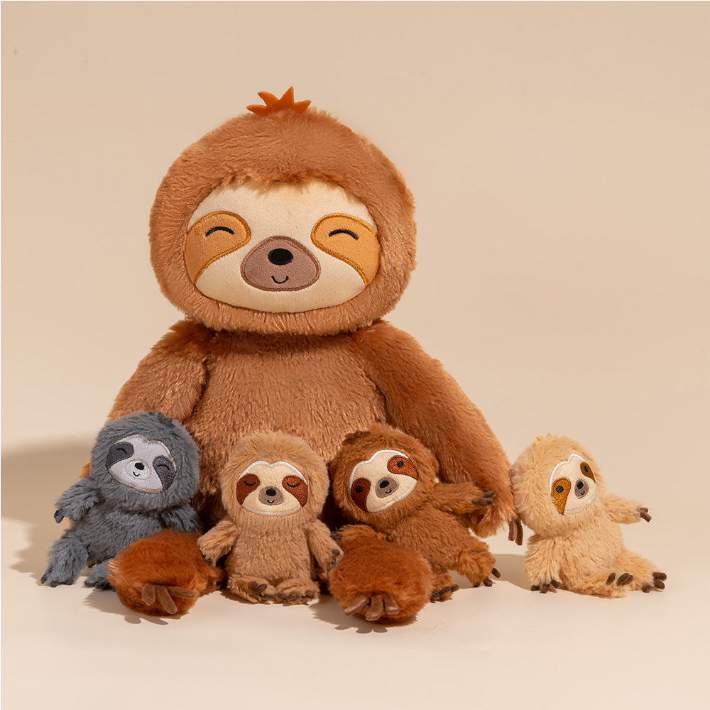 Ensemble de Jeu en Peluche de Famille Paresseux avec 4 Bébés Coffrets Cadeaux pour Tout-petit