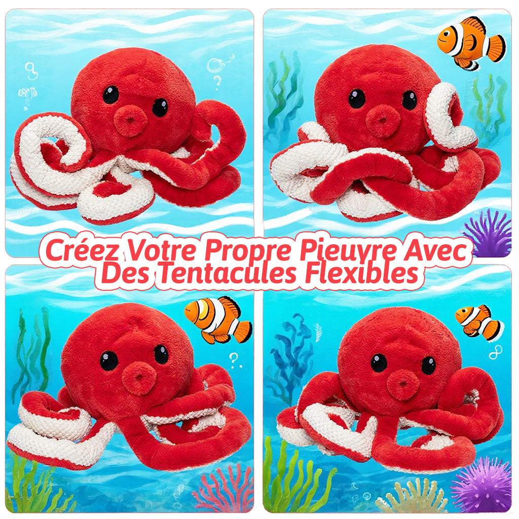 Peluche pieuvre avec 4 bébés pieuvres à l'intérieur