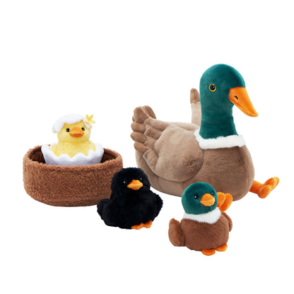 Famille de Canards, Peluche Nid de Canard avec 4 Bébés Canards à L'intérieur