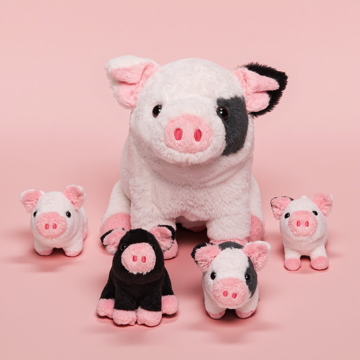 Peluche de La Famille des Cochons Tachetés, Qui Contient 4 Adorables Porcelets en Peluche