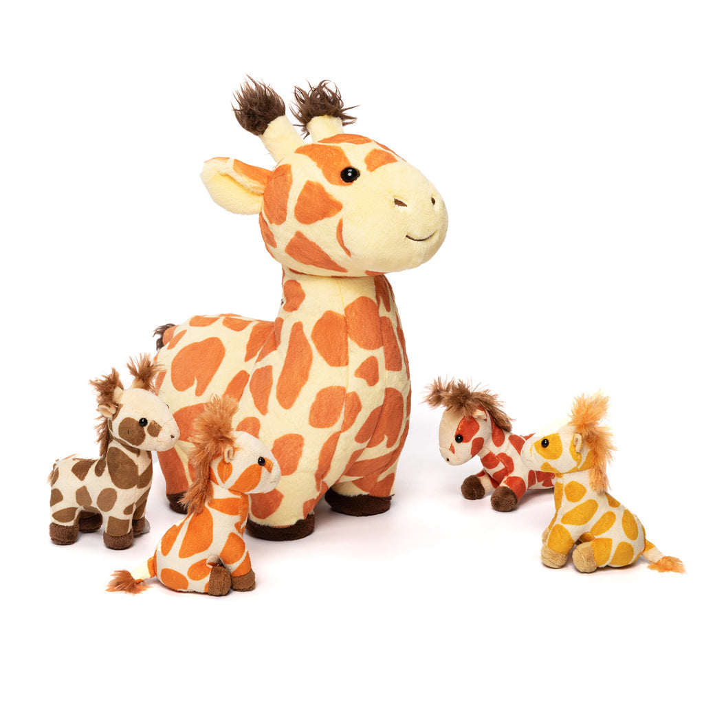 Ensemble de Jouets en Peluche Famille Girafe avec Coffret Cadeau 4 Pièces pour Bébé et Tout-petit