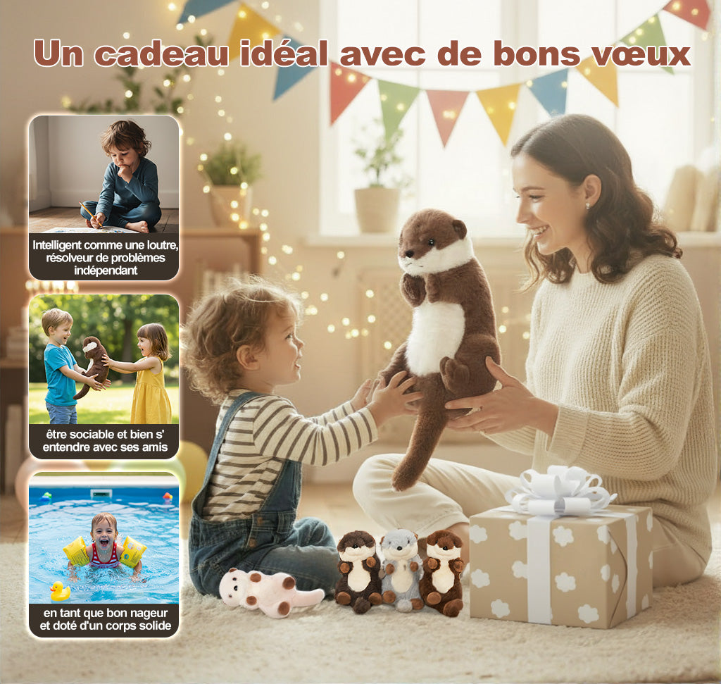 Peluches famille Loutre avec 4 bébés