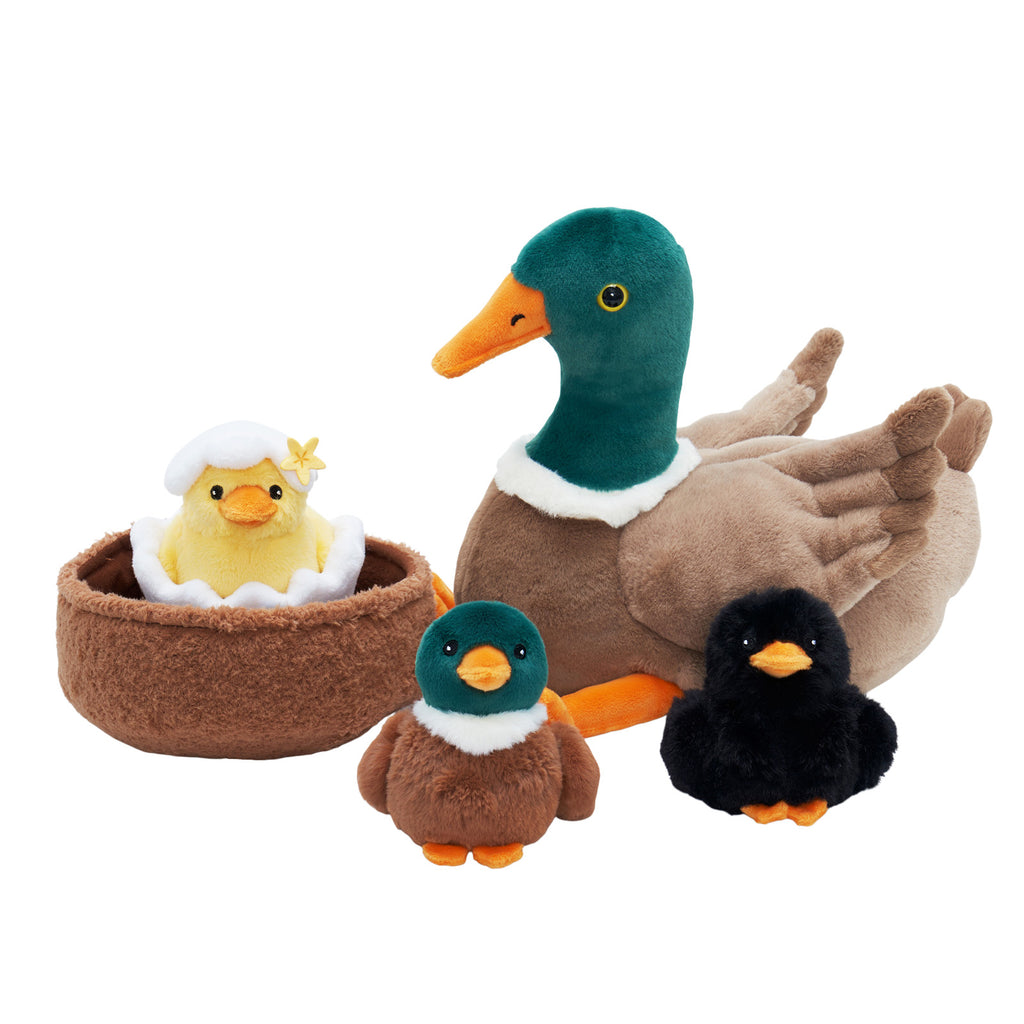 Famille de Canards, Peluche Nid de Canard avec 4 Bébés Canards à L'intérieur