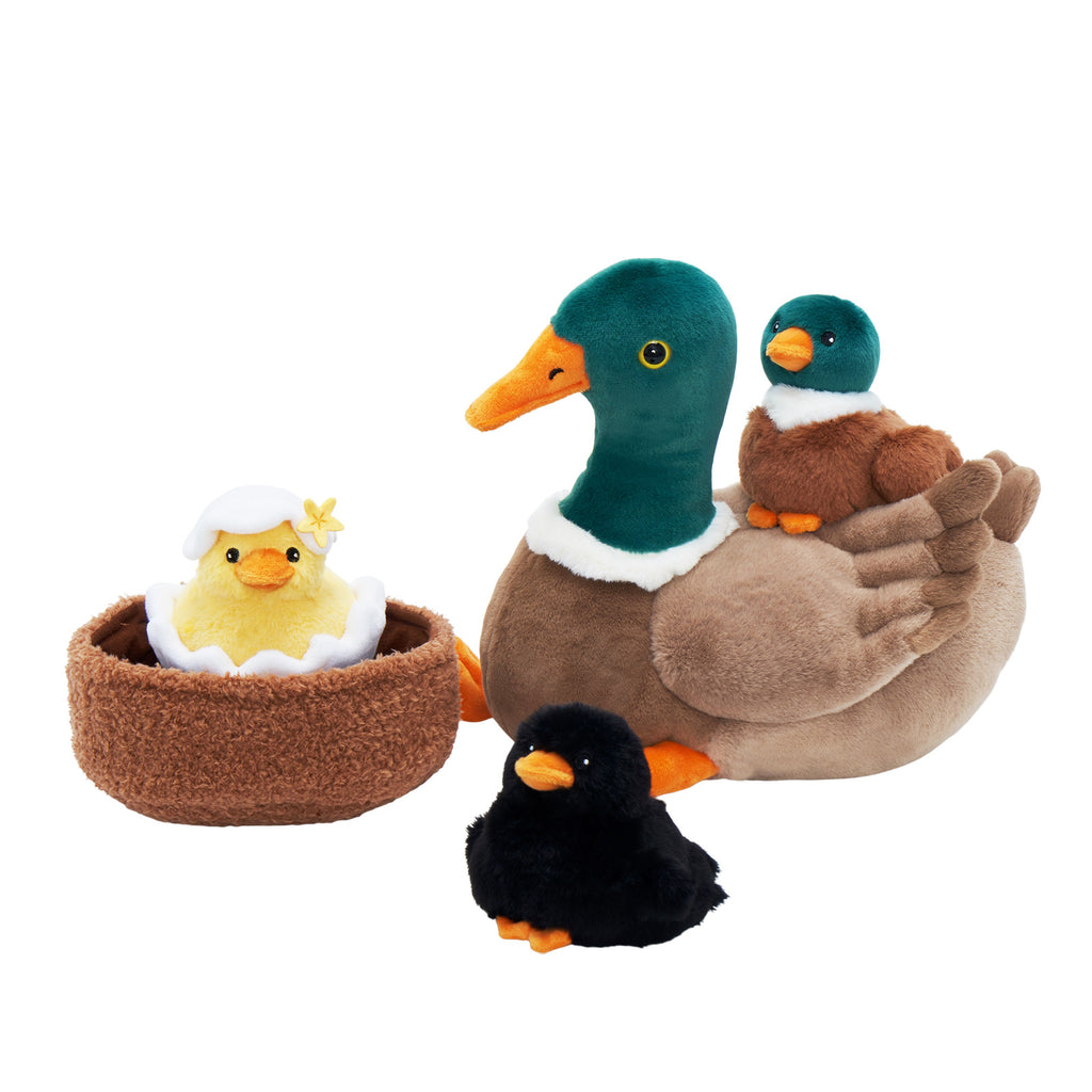 Famille de Canards, Peluche Nid de Canard avec 4 Bébés Canards à L'intérieur