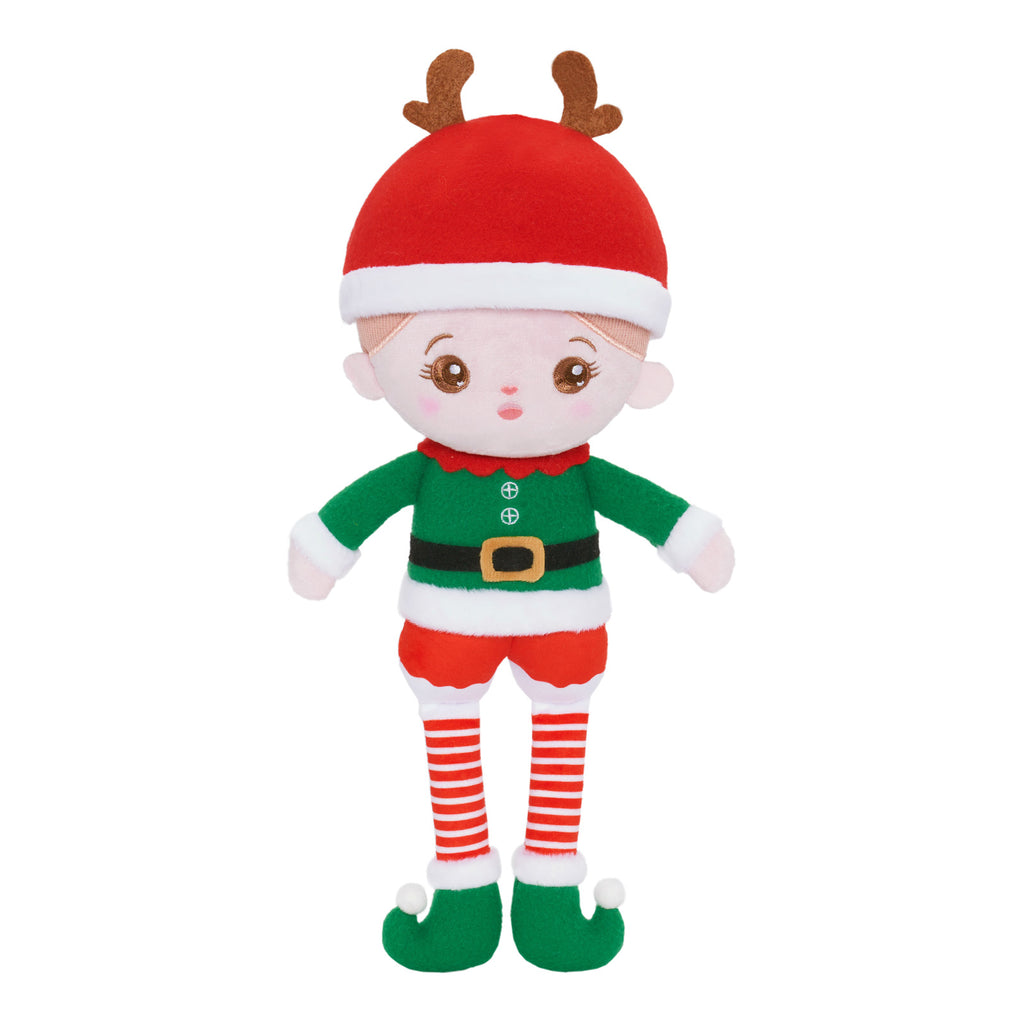 Poupée en peluche personnalisée de costume de Noël d’orignal vert