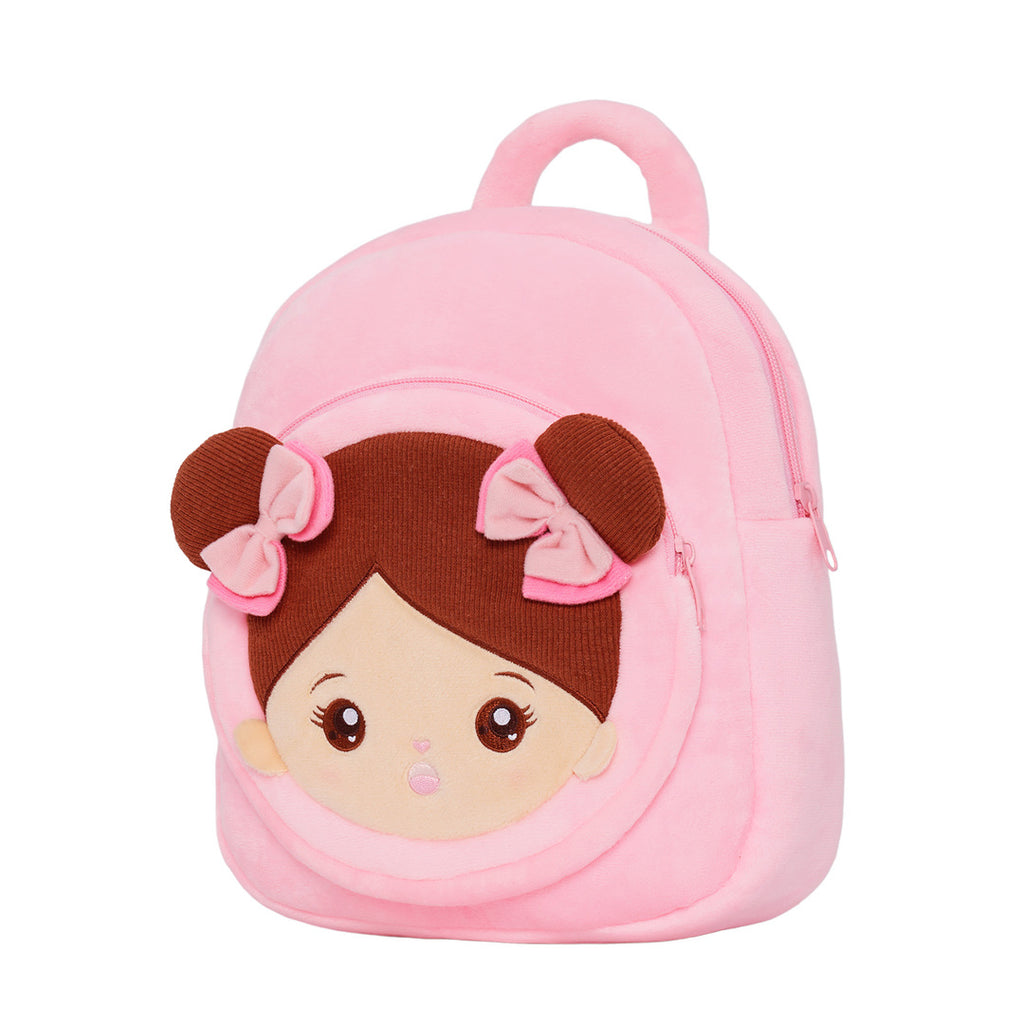 Sac à Dos Peluche Personnalisé Rose à Peau Marron et Yeux Ouverts