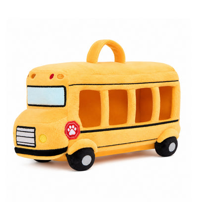 Bus scolaire en peluche avec chiots Golden Retriever, personnalisable (Set de 5 pièces)