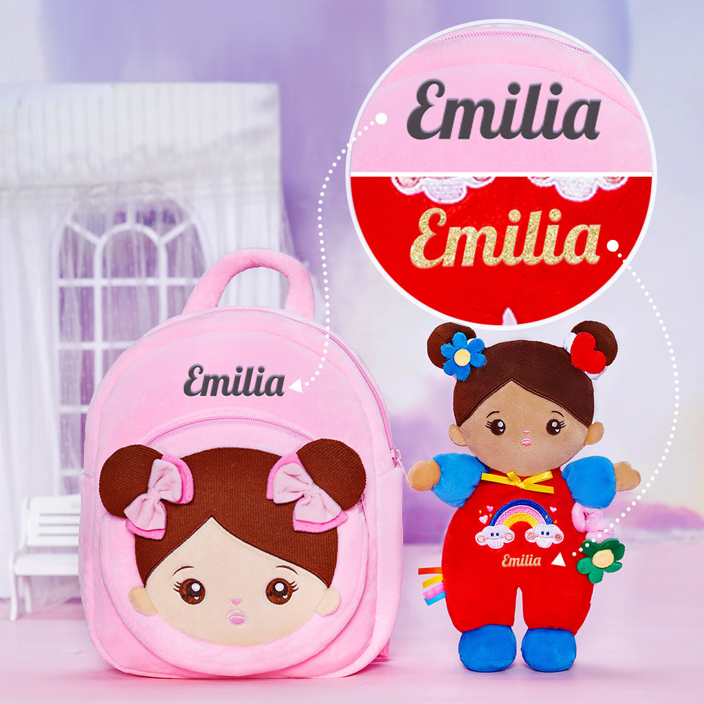 Personnalisée Mini Poupée en Peluche pour Bébé Fille & Ensemble-cadeau