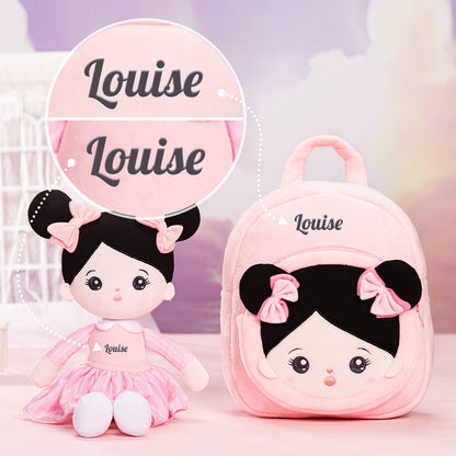 Personnalisée Poupée en Peluche avec Yeux Ouverts aux Cheveux Noirs