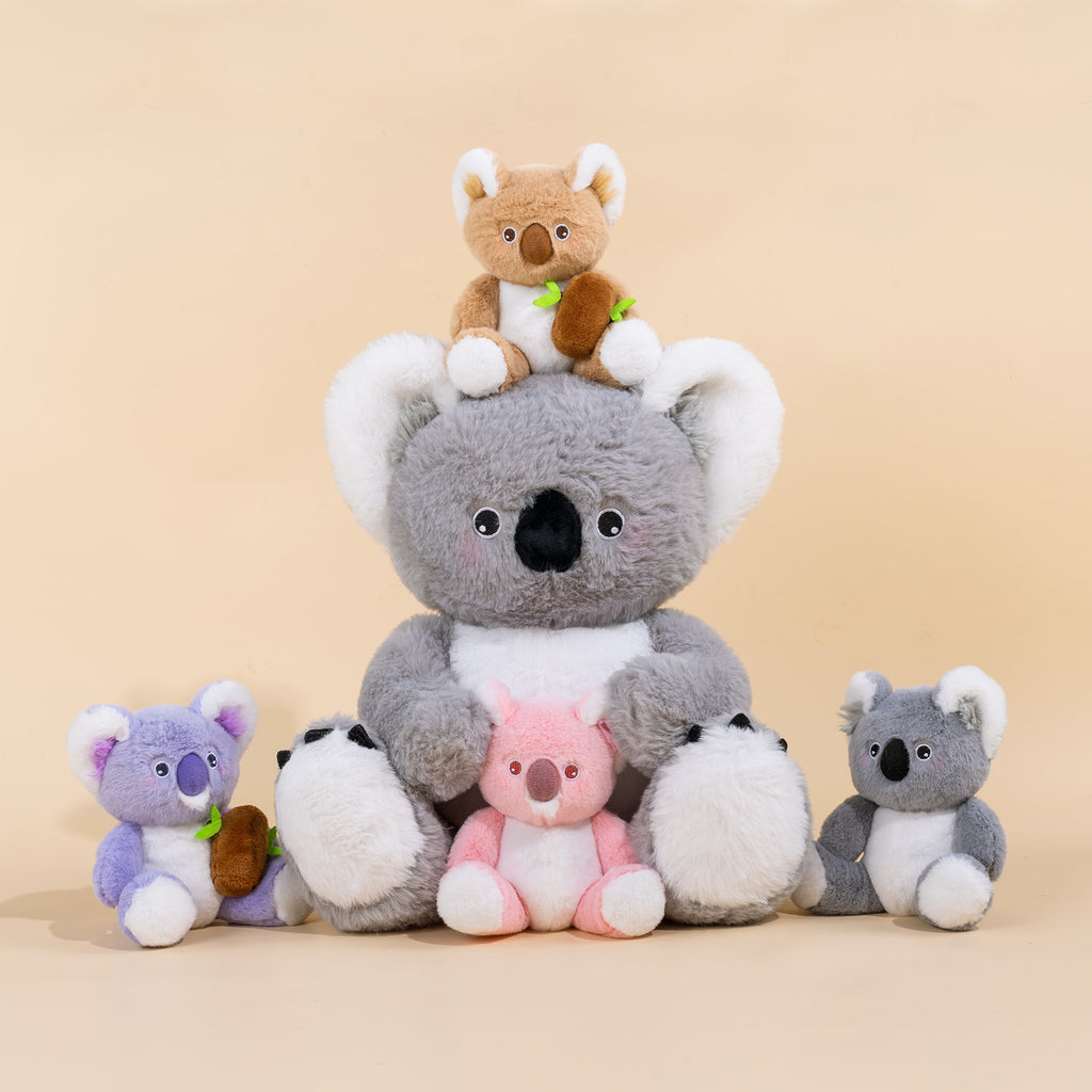 Ensemble de Jeu en Peluche de Famille Koalas avec 4 Bébés Coffrets Cadeaux pour Tout-petit