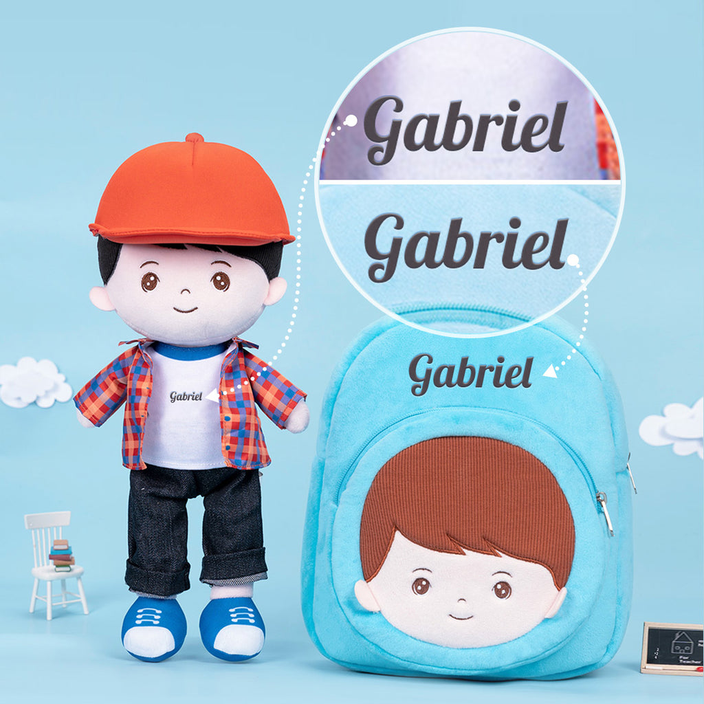 Personnalisée Poupée en Peluche pour Garçon en Chemise à Carreaux