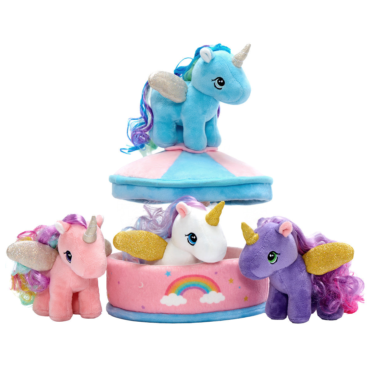 Ensemble de Jouets en Peluche Carrousel Licorne