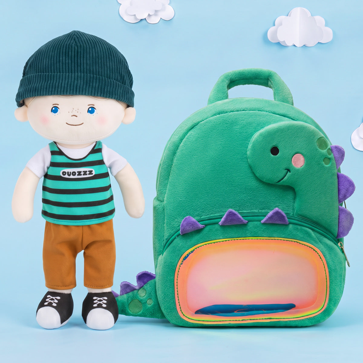 Personnalisée Sac à Dos en Peluche Vert de Dinosaure