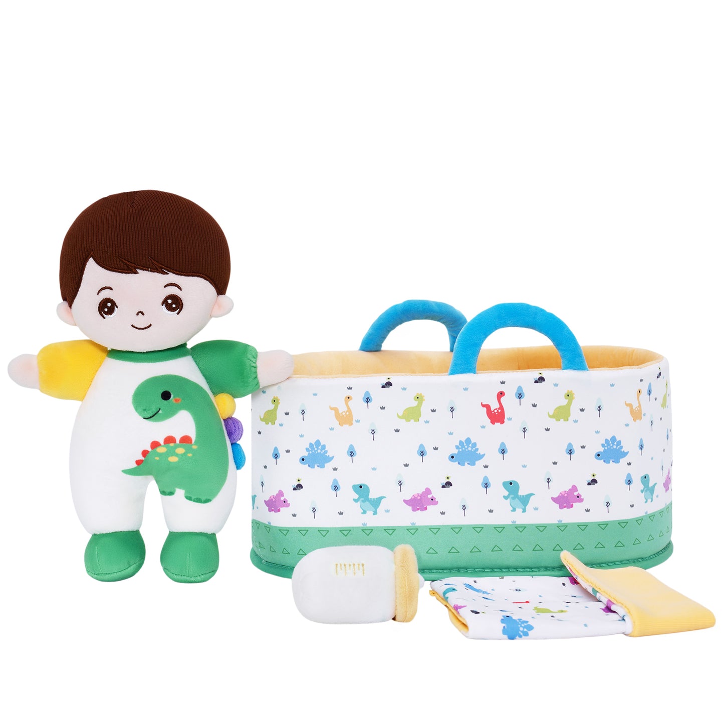 Mini Poupée En Peluche Personnalisée Dinosaure à Peau Blanche Et Coffret Cadeau