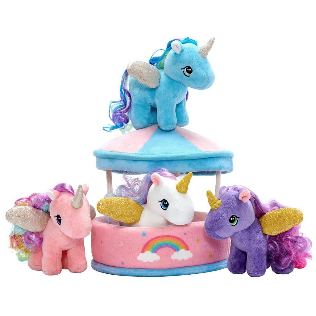 Ensemble de peluches Carrousel avec 4 licornes