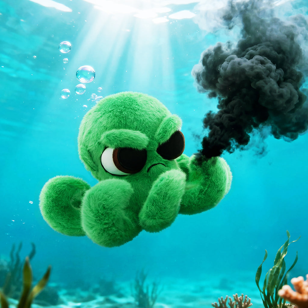 Mini peluche pieuvre verte