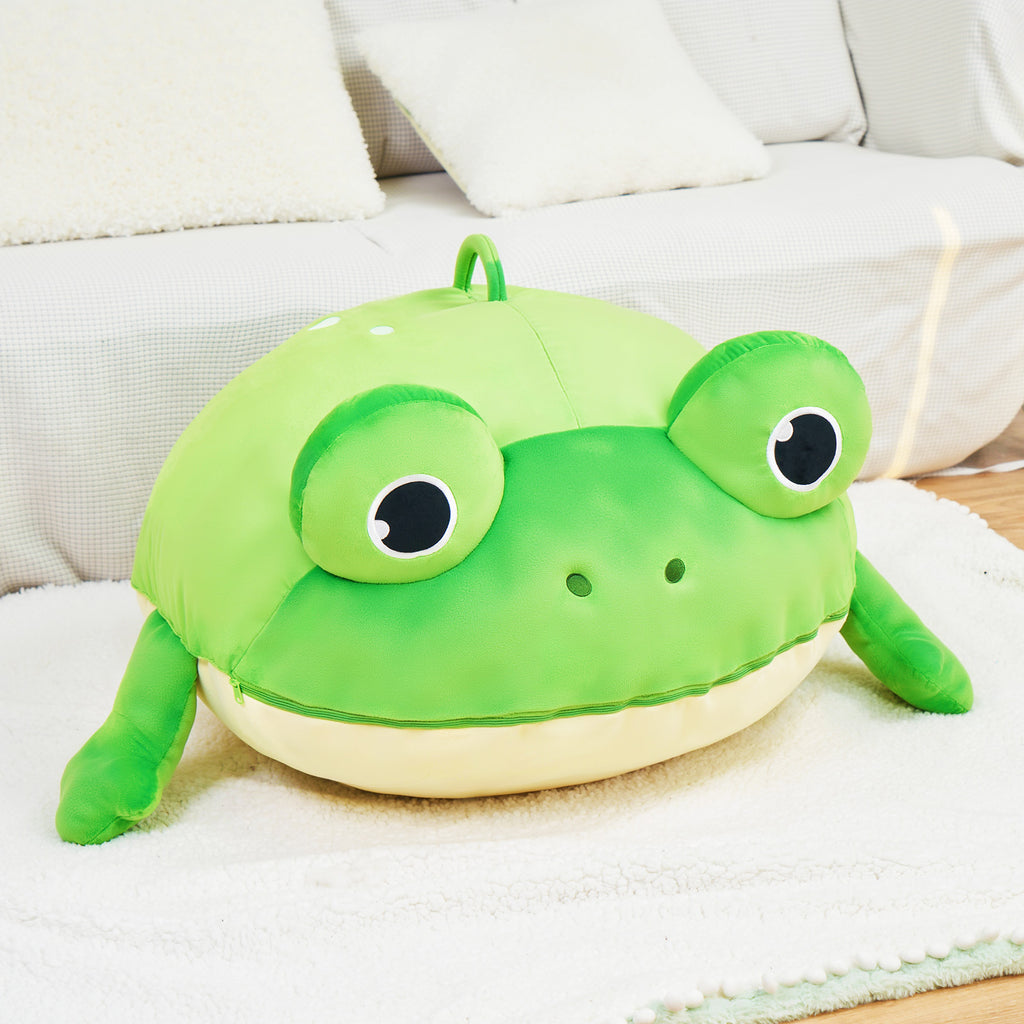 Sac de rangement pour jouets en forme de grenouille avec tapis de jeu qui tire la langue