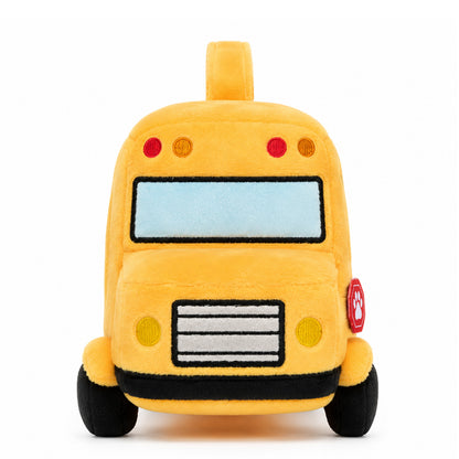 Bus scolaire en peluche avec chiots Golden Retriever, personnalisable (Set de 5 pièces)