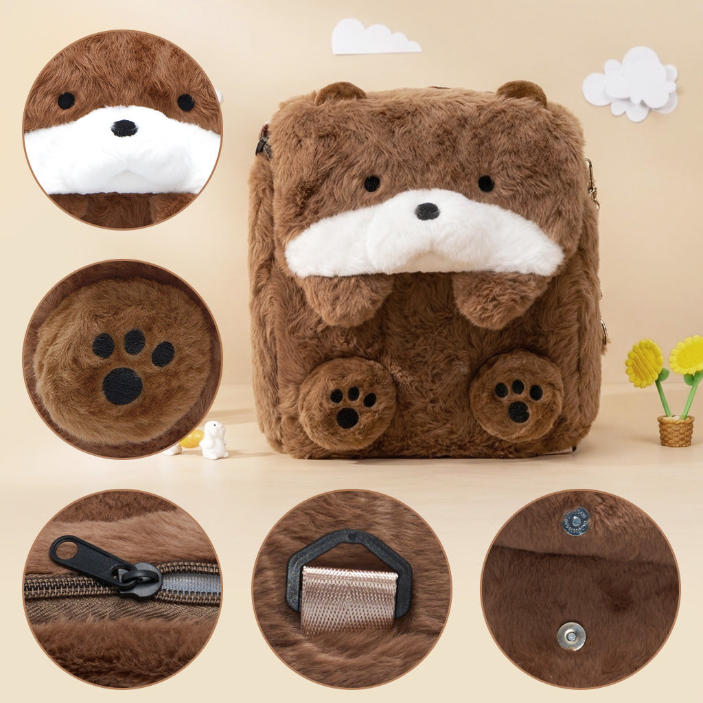 Sac souple Kawaii en forme de loutre de mer, sac à dos convertible en sac bandoulière