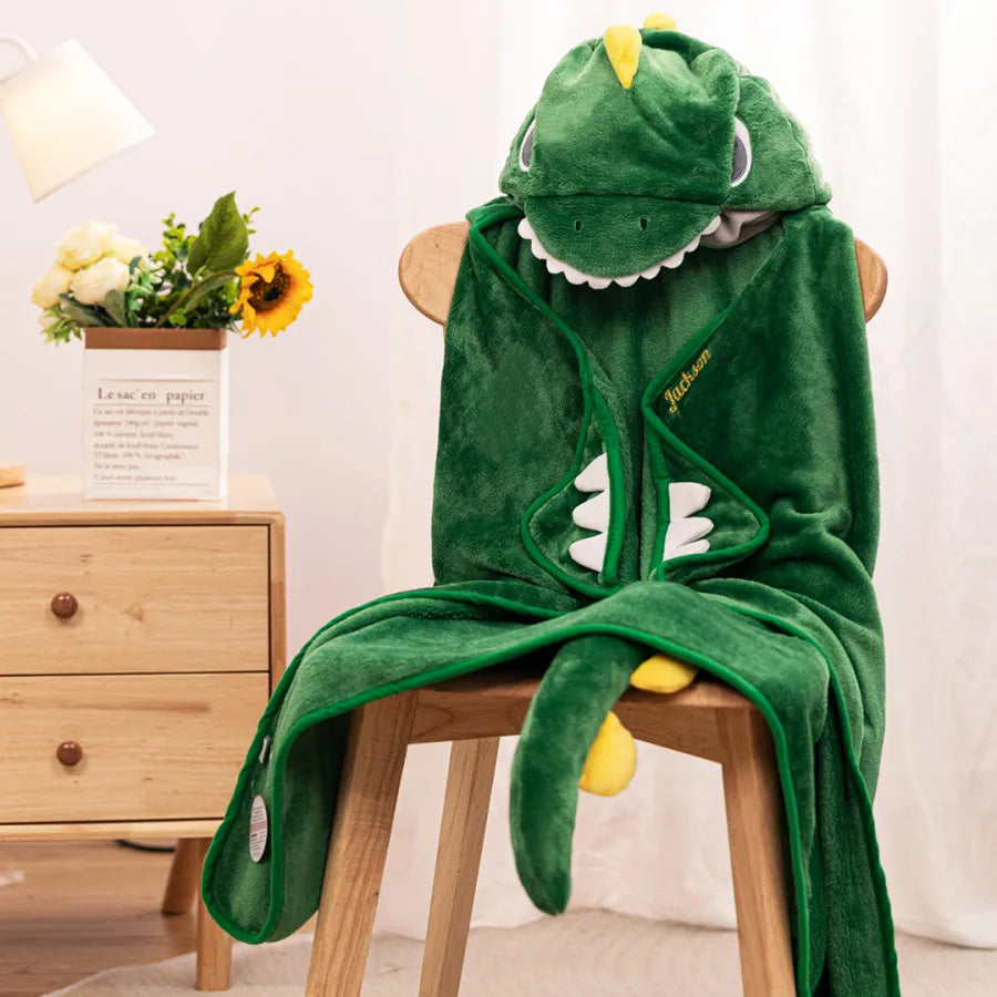 Couverture à capuche ultra douce - Dinosaure & Licorne