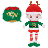 Poupée en peluche personnalisée de costume de Noël d’orignal vert