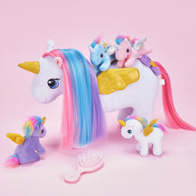 Charger l&#39;image dans la galerie, Ensemble de Jeu en Peluche de Famille Licornes avec 4 Bébés Coffrets Cadeaux pour Tout-petit