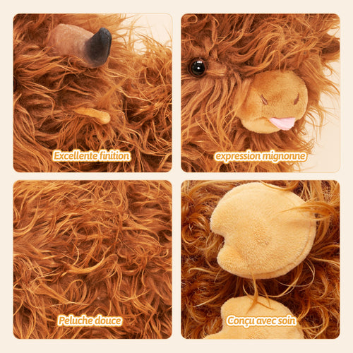 40 cm - Peluche géante vache marron des Highlands pour enfants