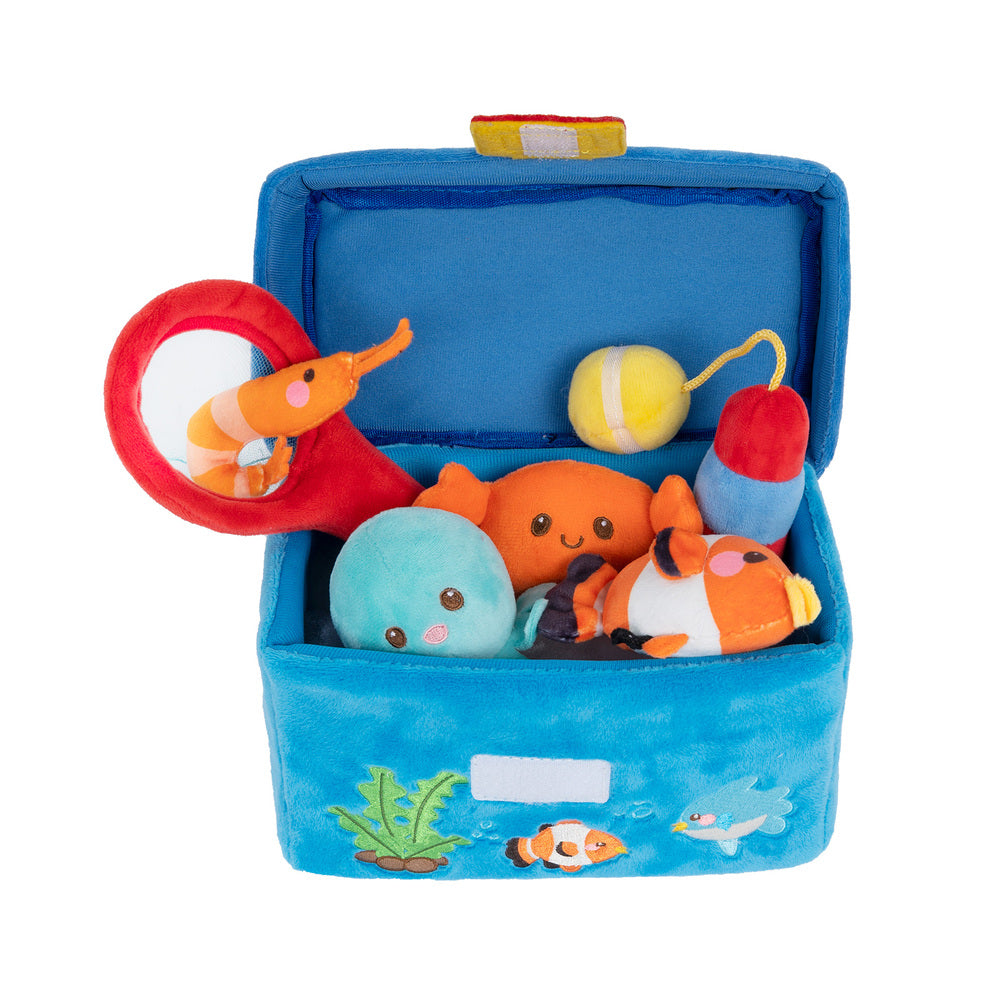 Personnalisée Premier Ensemble de Jouet Sonore en Peluche de Boîte à Pêche pour Bébé