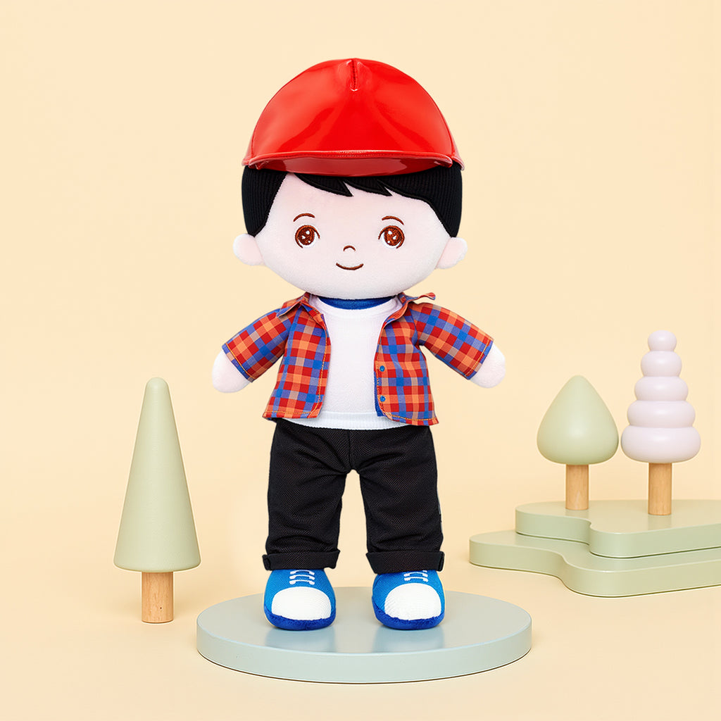 Personnalisée Poupée en Peluche pour Garçon en Chemise à Carreaux