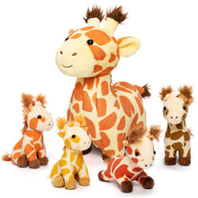 Charger l&#39;image dans la galerie, Ensemble de Jouets en Peluche Famille Girafe avec Coffret Cadeau 4 Pièces pour Bébé et Tout-petit