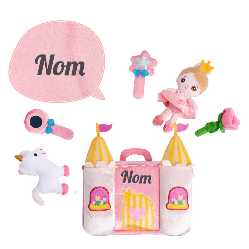 Personnalisée Premier Ensemble de Jouet Sonore en Peluche de Château de Princesse pour Bébé