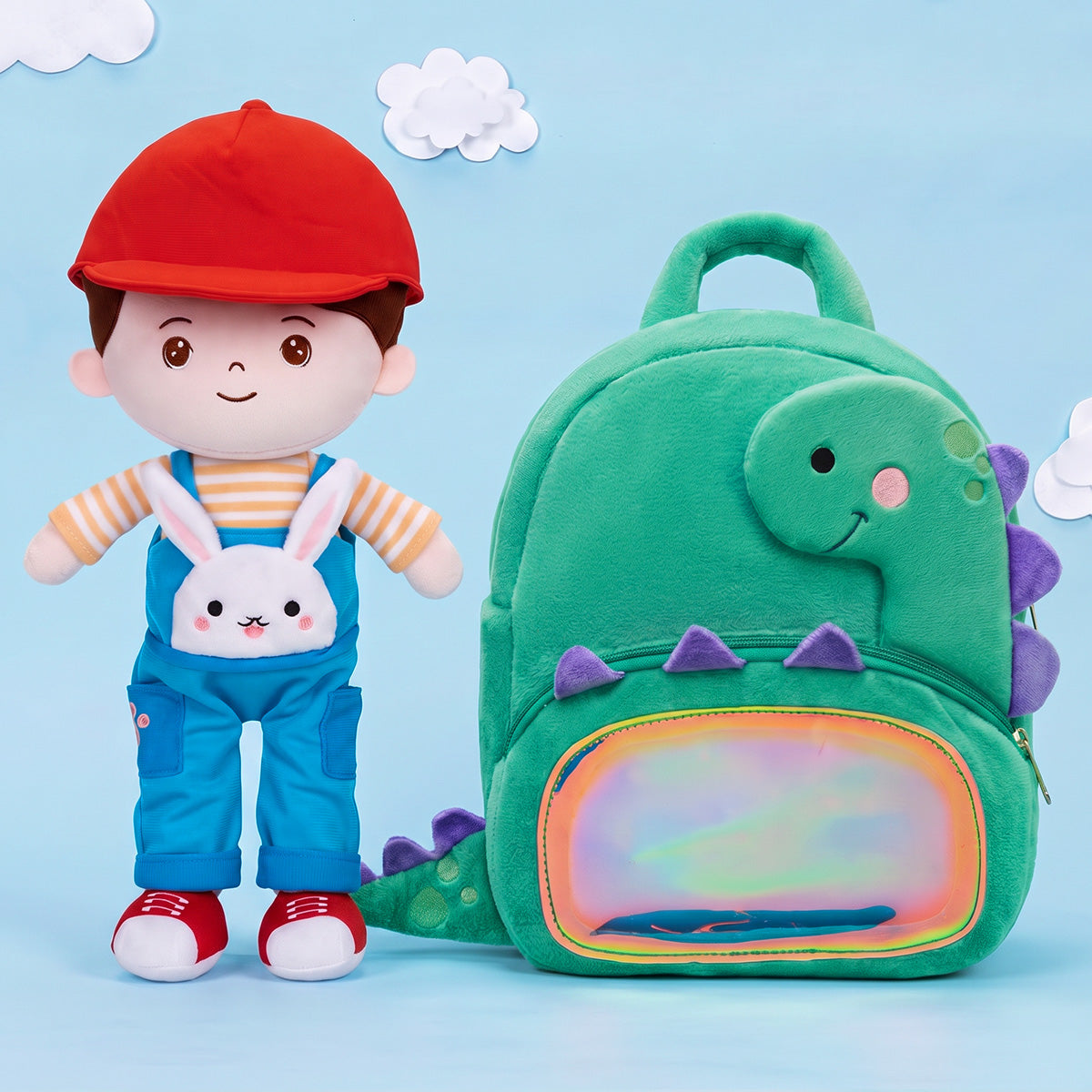Personnalisée Sac à Dos en Peluche Vert de Dinosaure