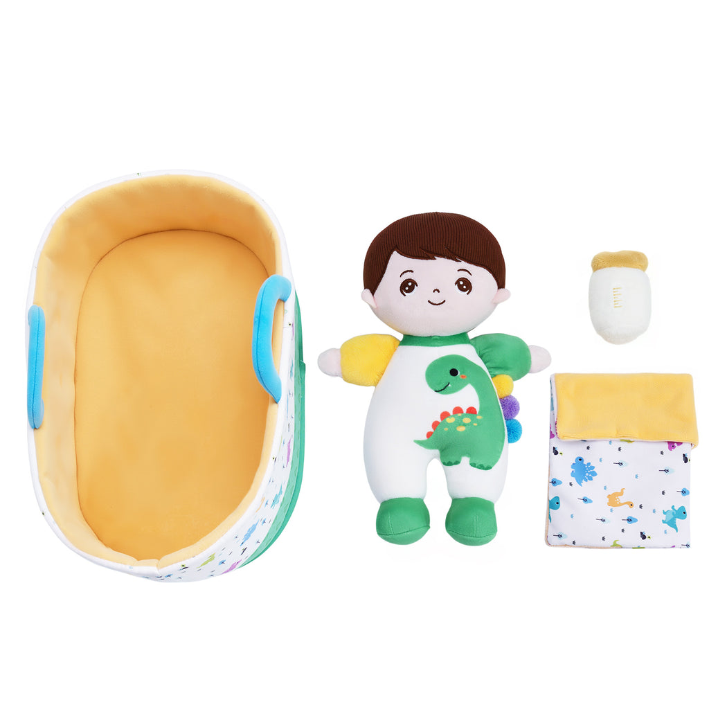 Mini Poupée En Peluche Personnalisée Dinosaure à Peau Blanche Et Coffret Cadeau