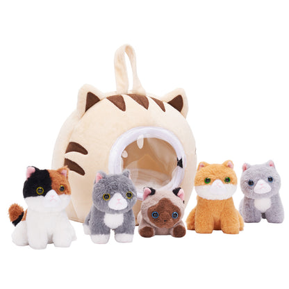 Maison pour chat en peluche personnalisée avec 5 adorables chatons