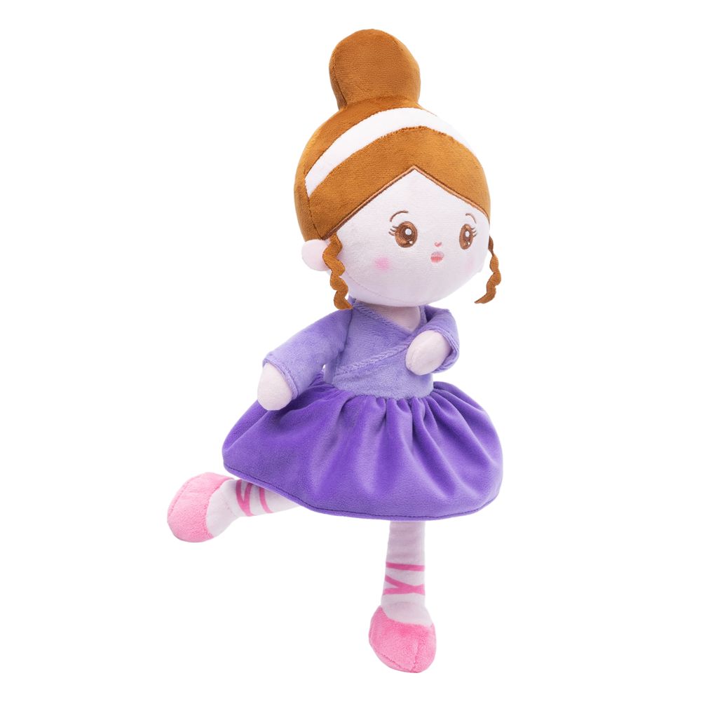 Personnalisée Poupée en Peluche avec Yeux Ouverts en Robe de Danse Violette