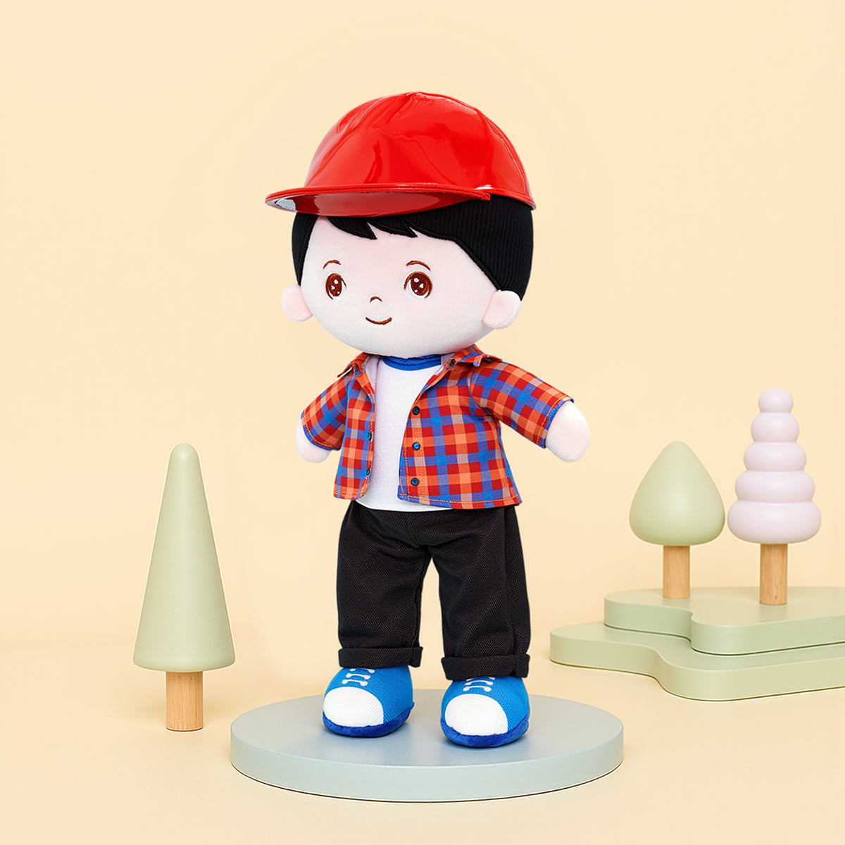 Personnalisée Poupée en Peluche pour Garçon en Chemise à Carreaux