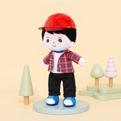 Personnalisée Poupée en Peluche pour Garçon en Chemise à Carreaux