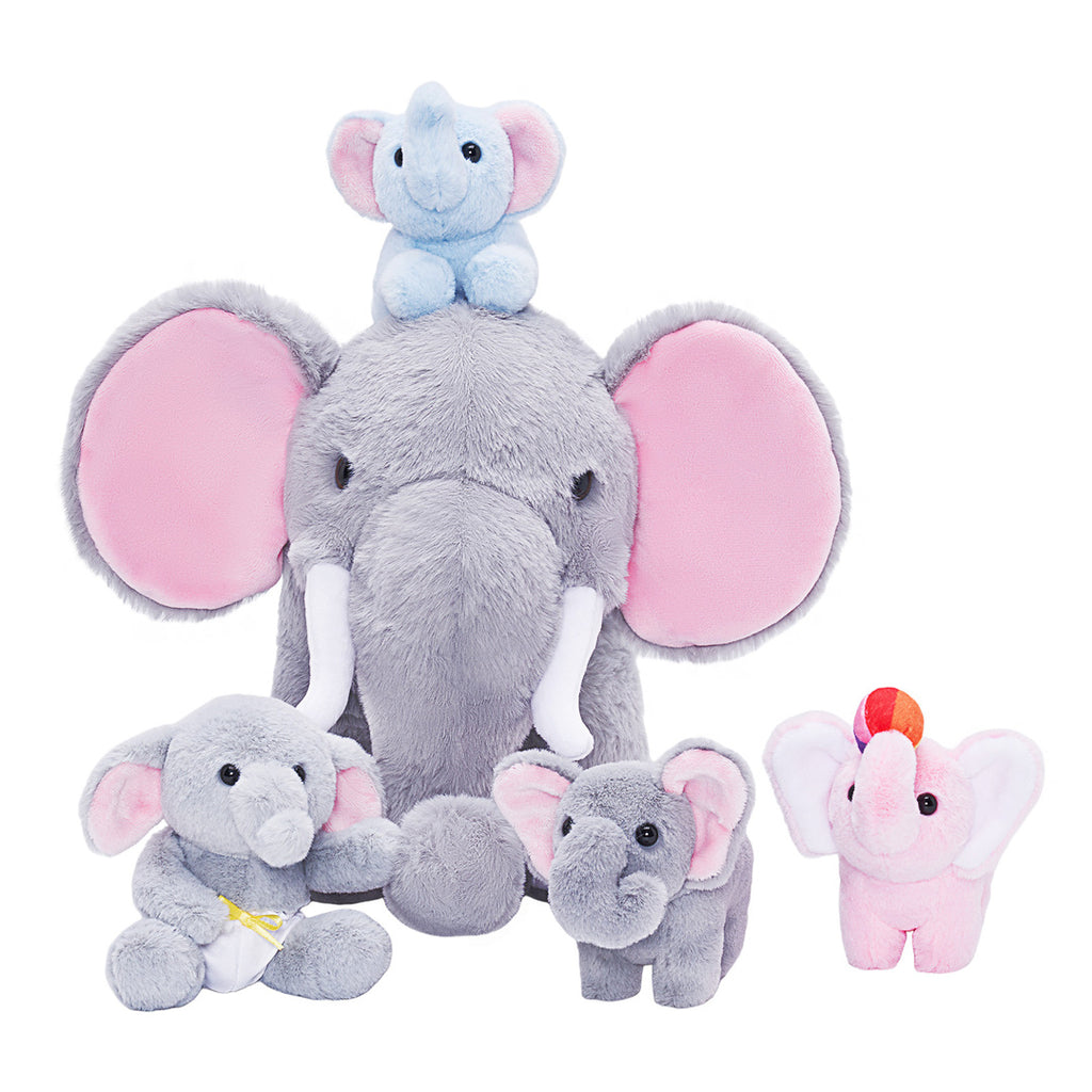 Ensemble de jouets en peluche de la famille des éléphants
