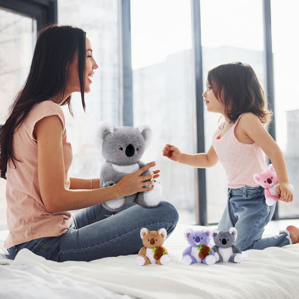 Ensemble de Jeu en Peluche de Famille Koalas avec 4 Bébés Coffrets Cadeaux pour Tout-petit